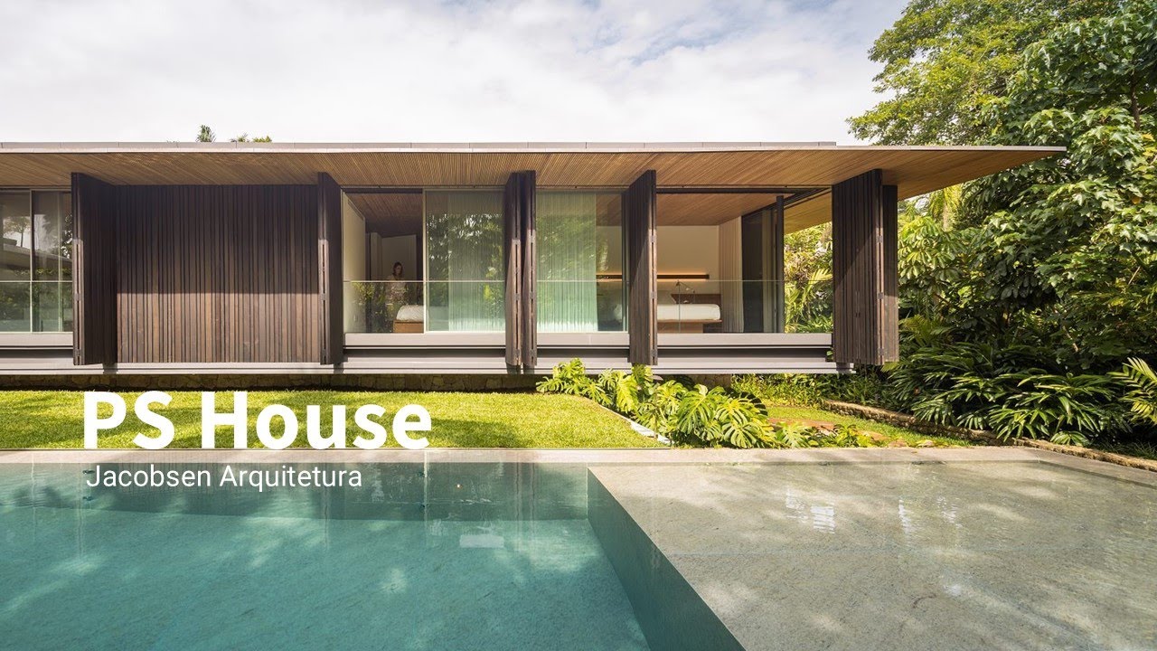 «PS House от Jacobsen Arquitetura | L-образный дом для отдыха, сочетающий в себе природу и доступ...