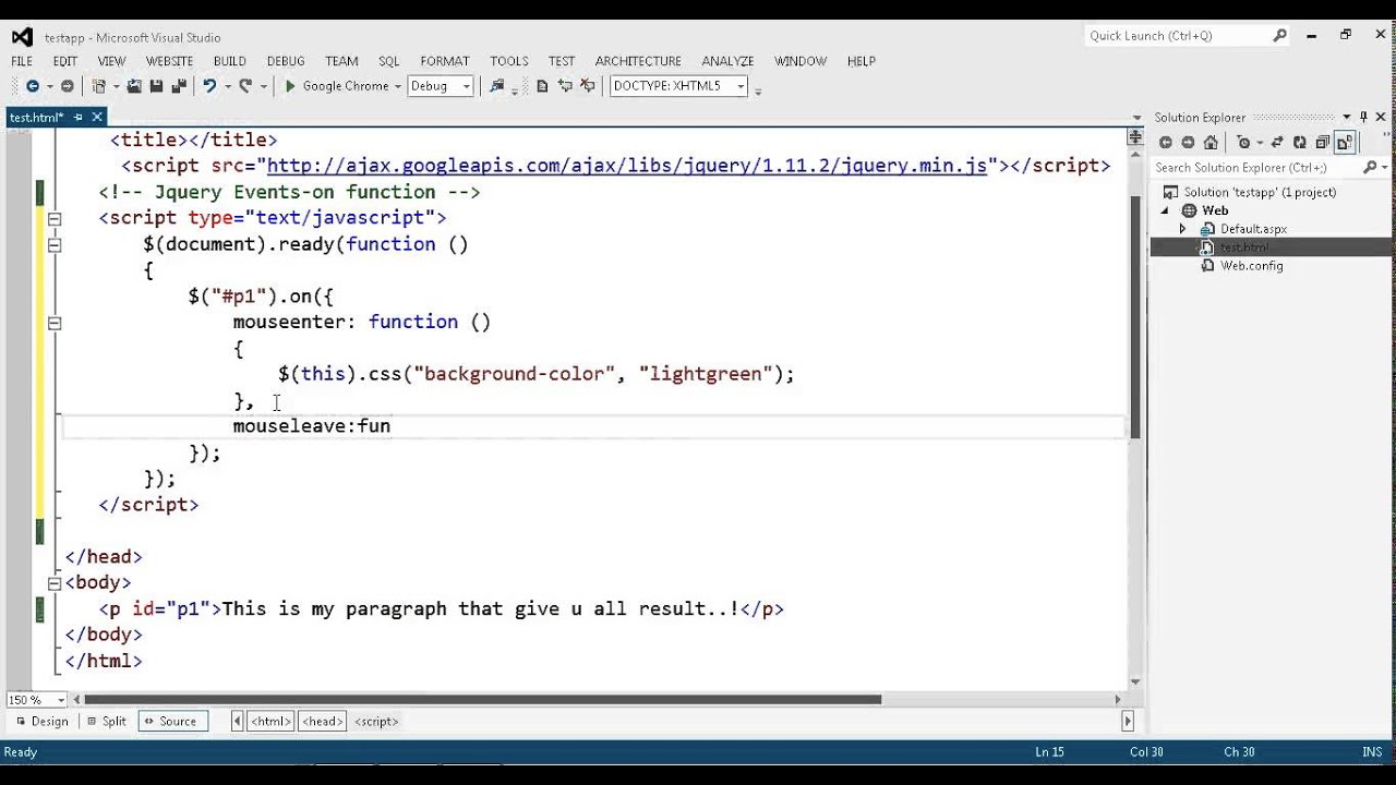 jQuery  on function on click event