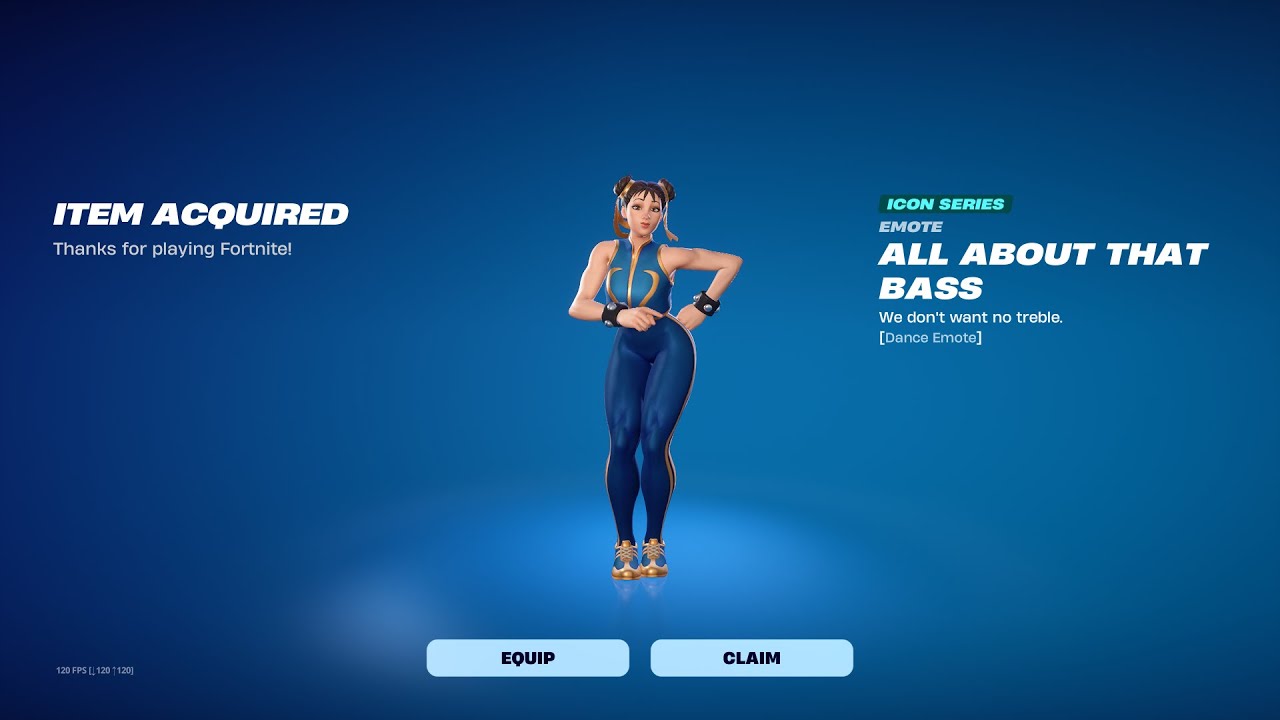 *New* Fortnite All About That Bass Emote Showcase With Chun Li | Meghan Trainor Tiktok Dance