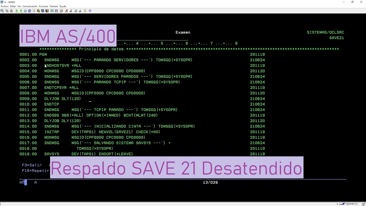 IBM AS/400: Respaldo SAVE21 Automatizado