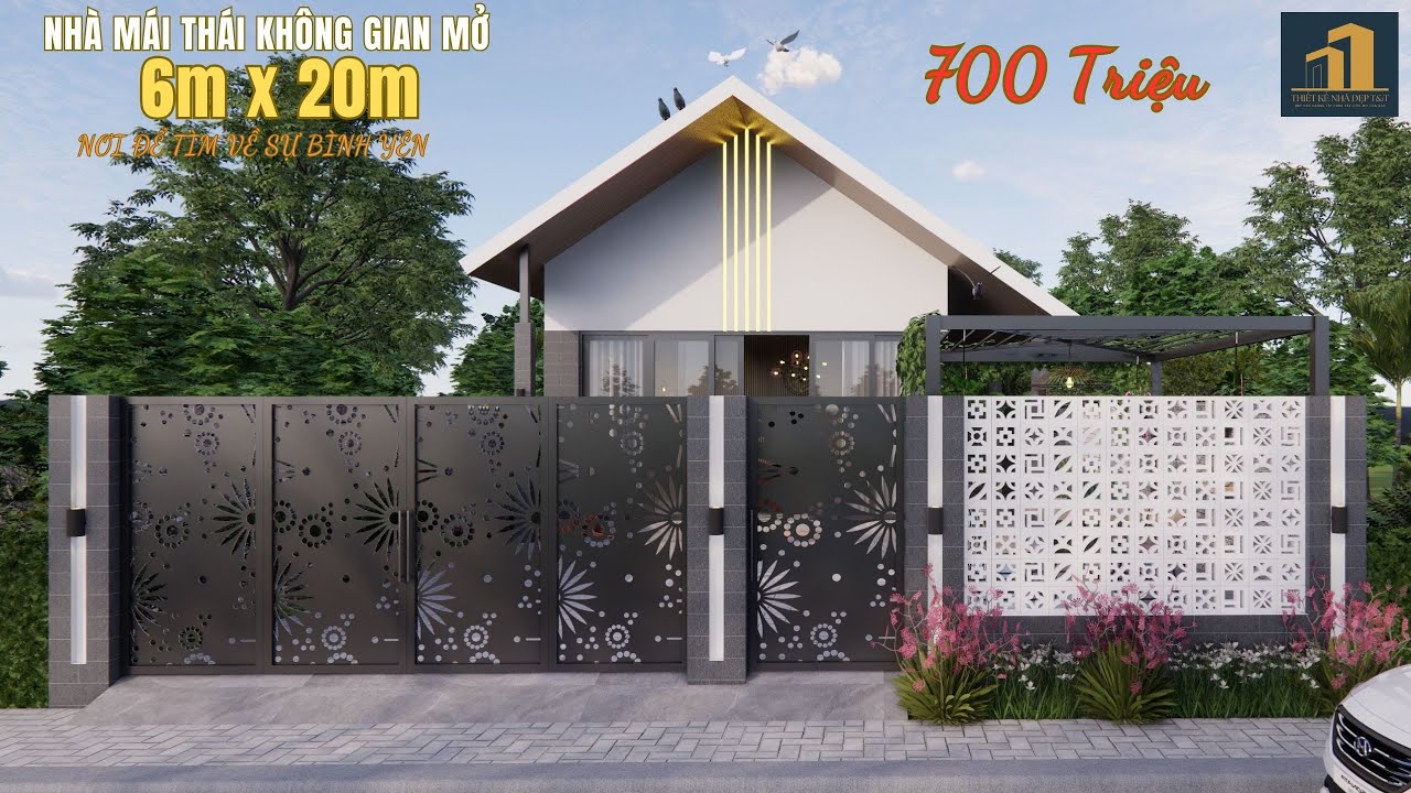 Nhà sân vườn đẹp không gian mở thoáng mát | Nhà cấp 4 mái thái đẹp | Nhà cấp 4 sân vườn 3 phòng ngủ