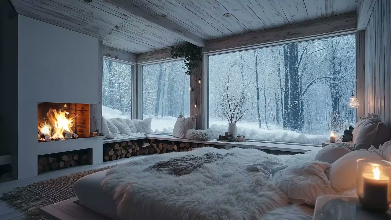 ❄️🎹 Relaxing Winter Piano Sounds for Study | Warm Fireplace & Snowfall for 2 HOURS of Healing