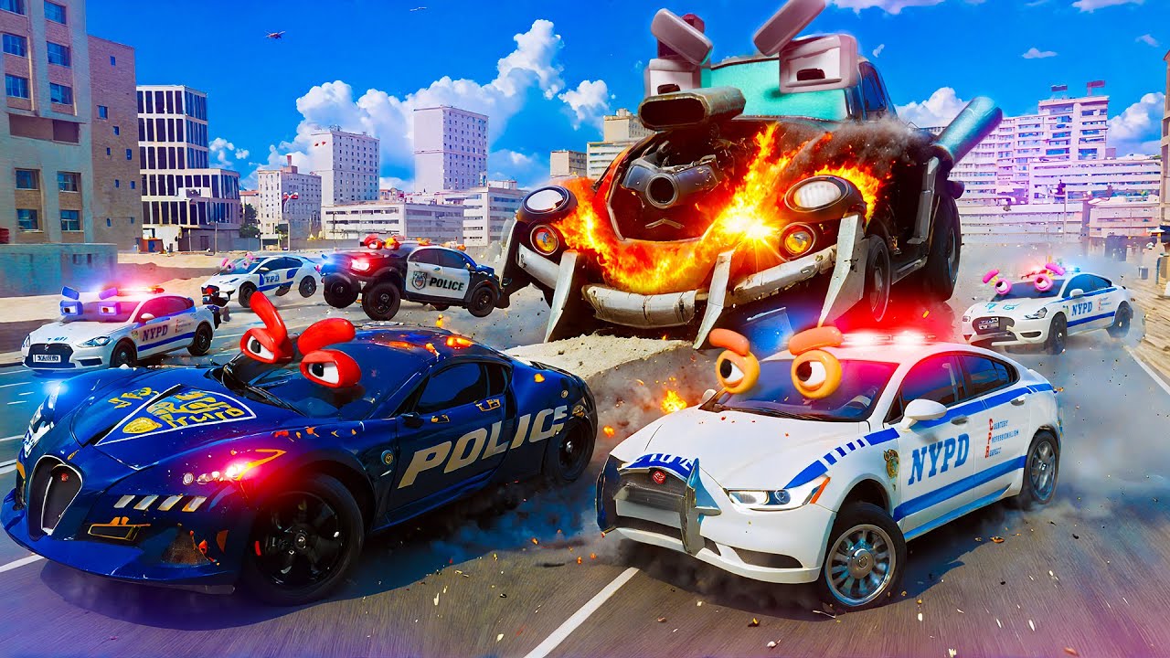 🚓 Police Squad in Action! Stop the City Madness | Hero Cars City 3D Animation