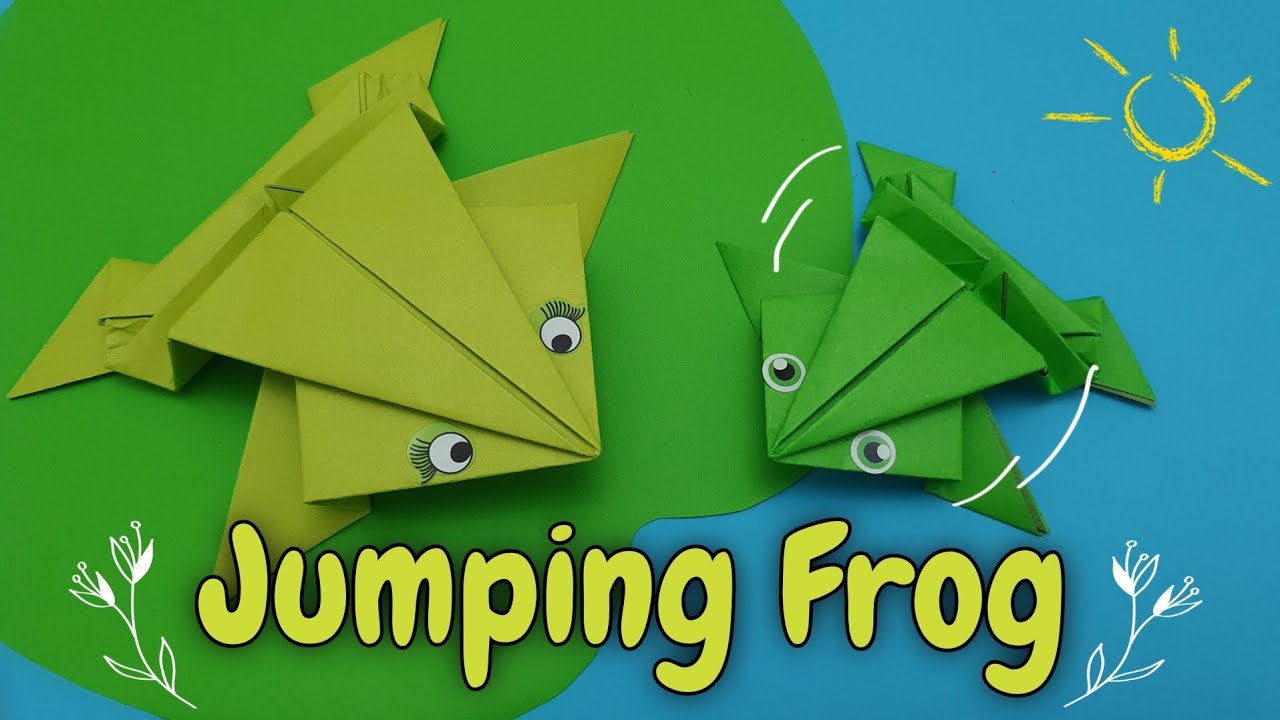 Easy paper jumping frog ( Origami Frog ) 🐸🐸 ضفدع قافز بالورق