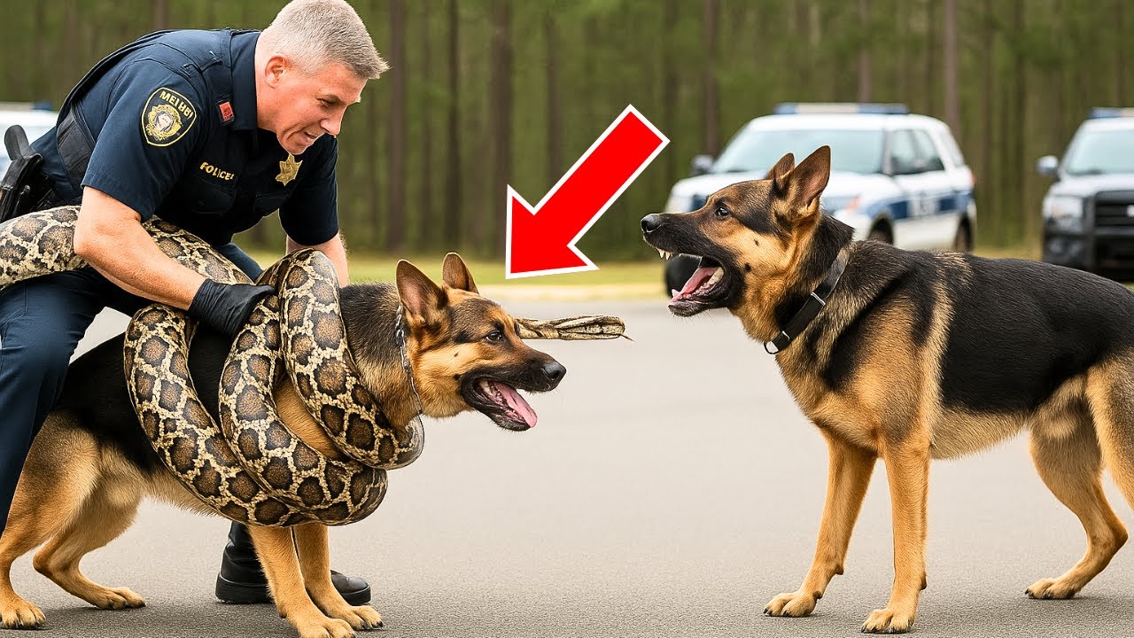 Un Berger Allemand Est Attaqué Par Un Python… Ce Que Fait L’autre Chien Surprend La Police