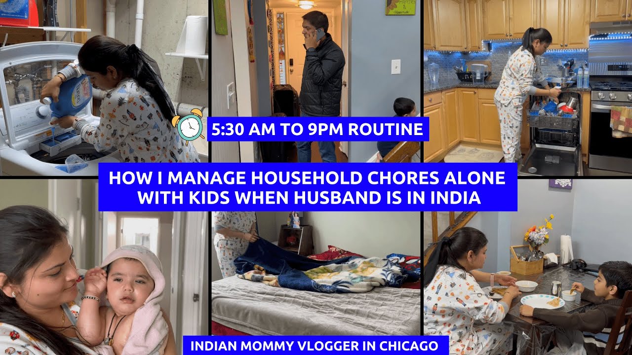 How I Manage Handling Kids When Daddy is in INDIA~Indian Mom's 5:30AM to 9PM Routine~Real Homemaking