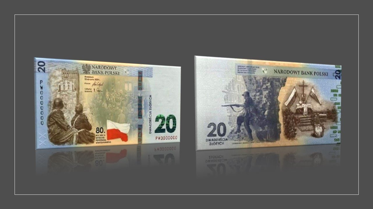 20 złotych banknot 2024 - 80 rocznica wybuchu Powstania Warszawskiego