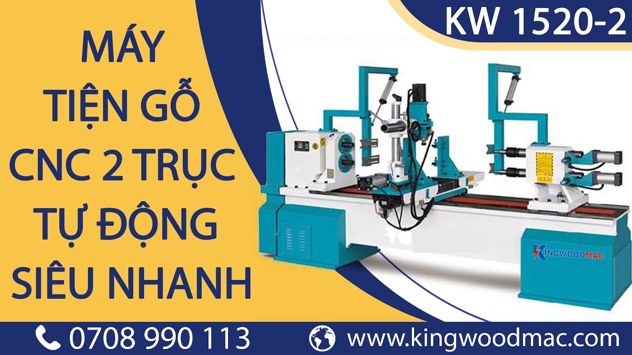 M&aacute;y tiện gỗ cnc 2 trục tự động si&ecirc;u nhanh KW-1520-2