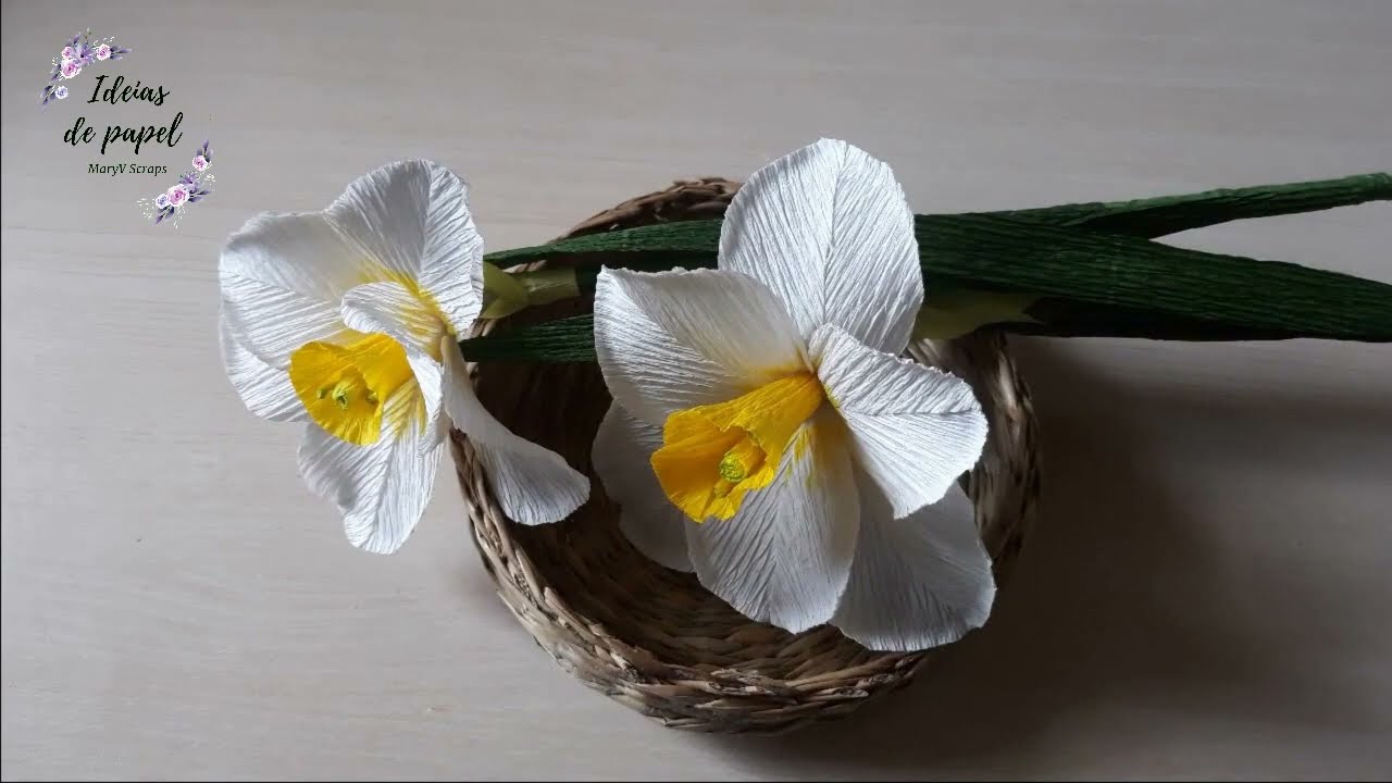 Como fazer flores de papel crepe | Narciso de papel crepe