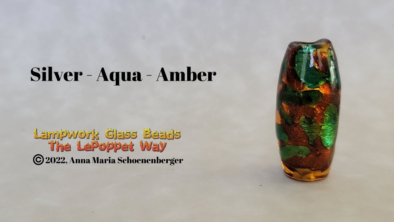 Lampwork Glass Beads:  Silver Aqua Amber