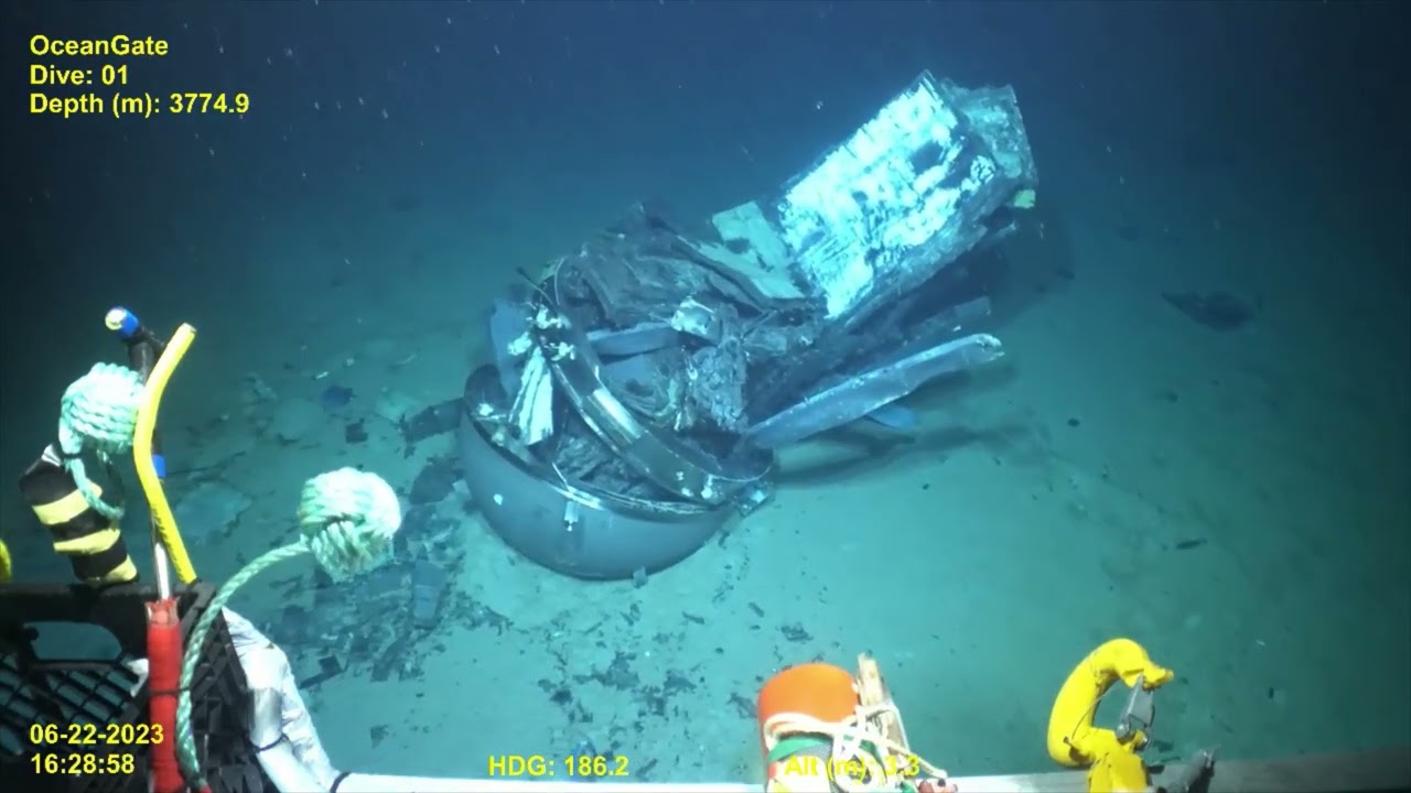ROV Footage of Titan Submersible in Pieces on the Seafloor