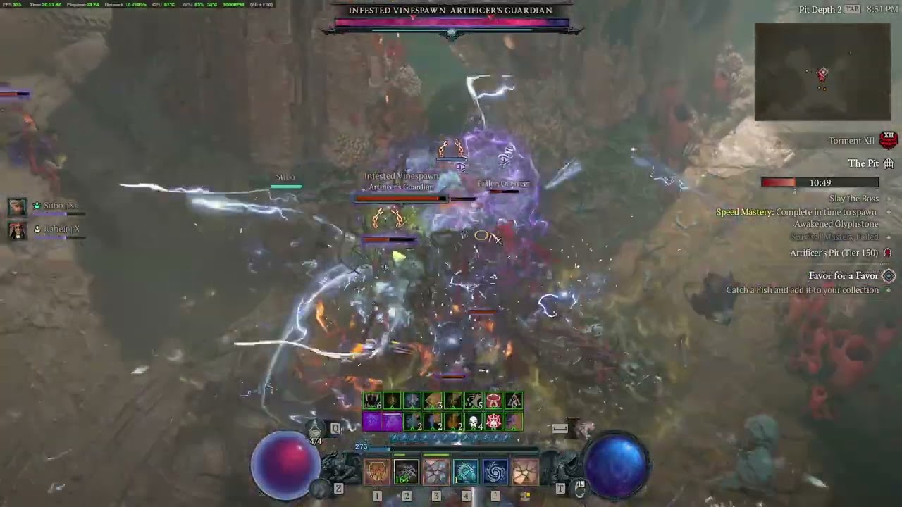 Diablo4 S13 Sorcerer PIT 150  Tier No Stormhorn 1 Death