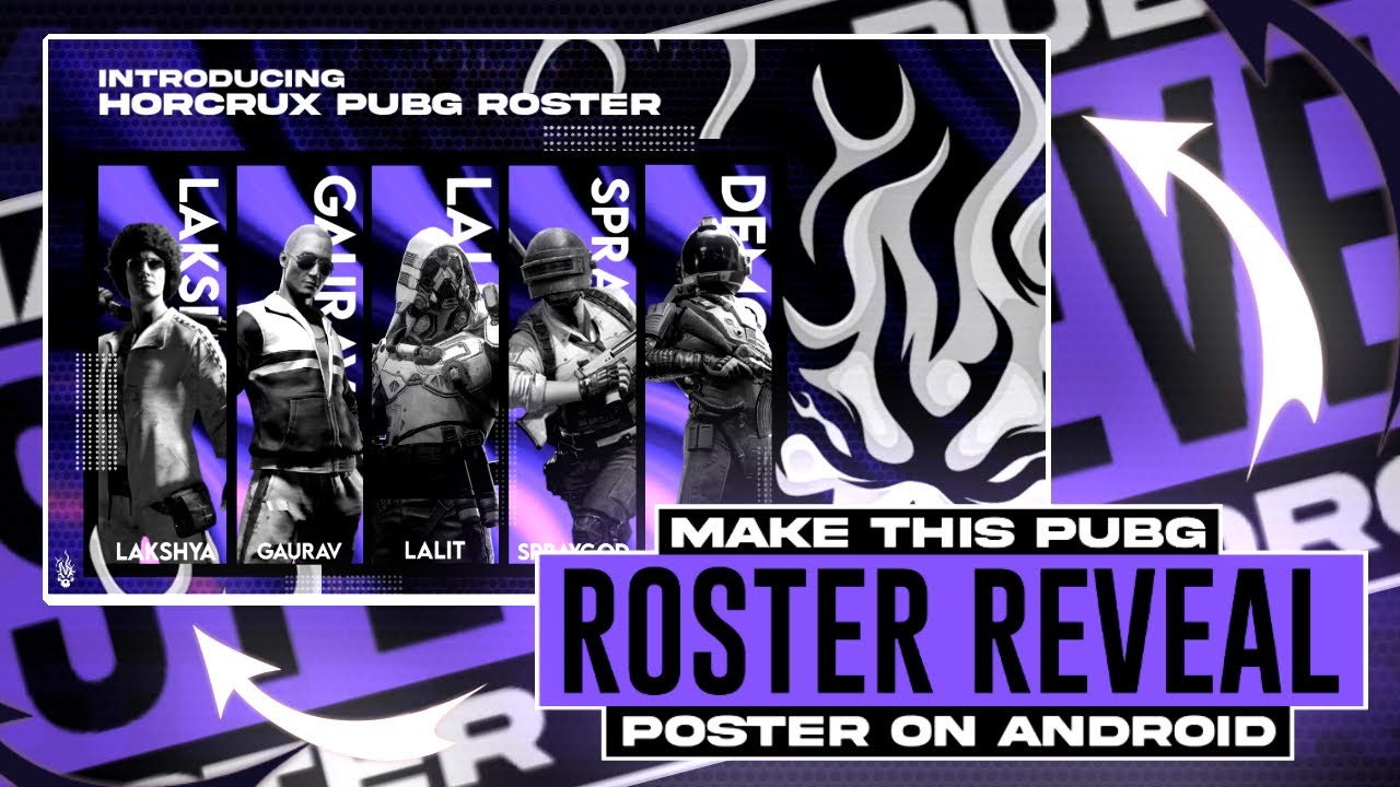 How To Make A PUBG Roster Reveal Poster On Android | Make  PUBG Team Introduction Poster On Android!