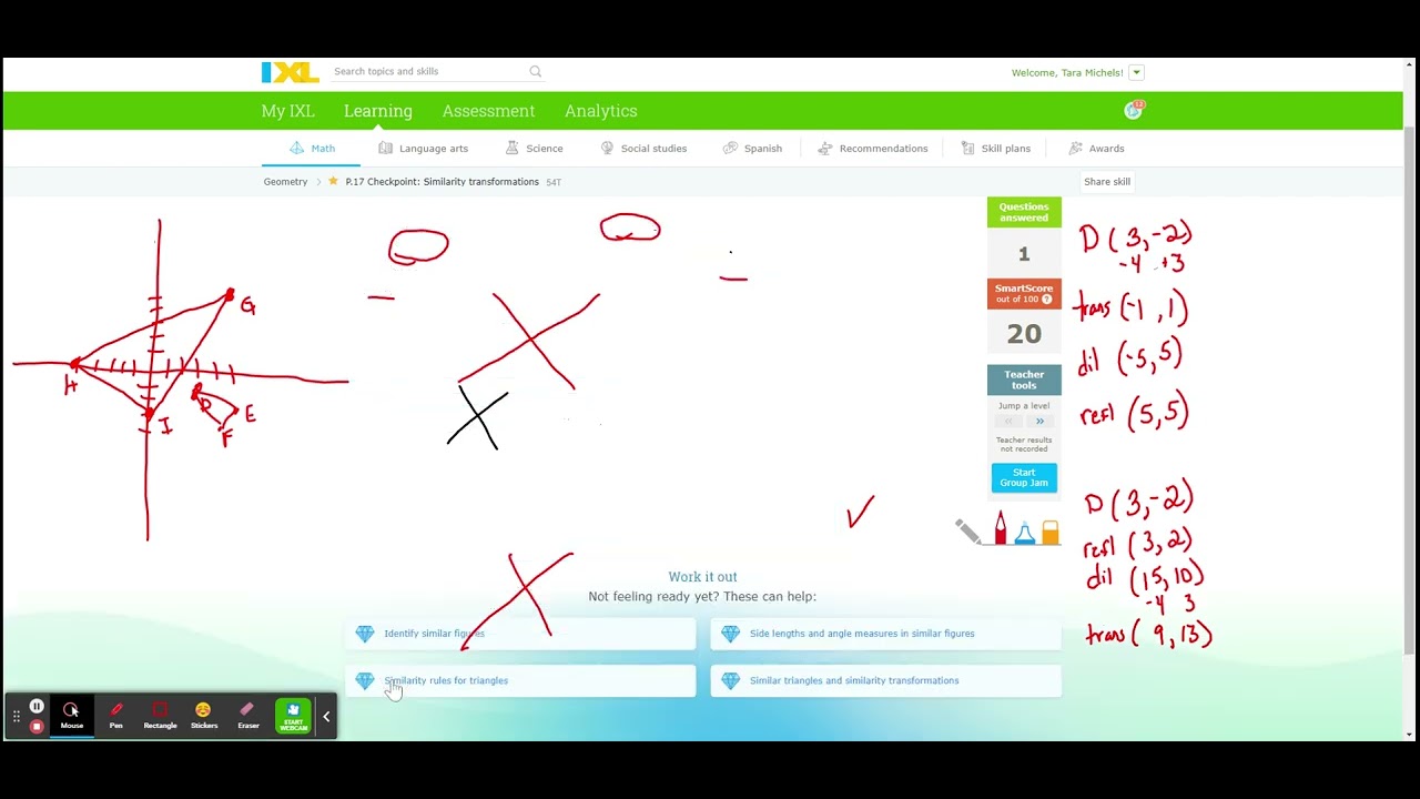 IXL - Checkpoint: Similarity transformations (Geometry practice)