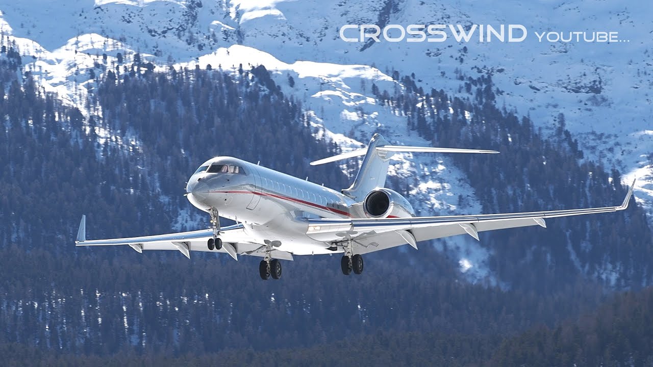 VISTA JET | Bombardier Global 6000 | Approach & Takeoff | Engadin Airport 20.02.2022