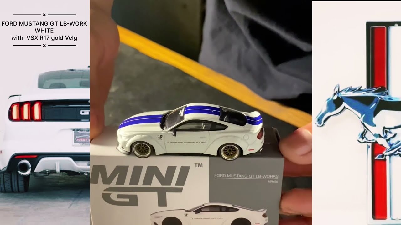 Buying, unboxing diecast Ford Mustang GT LB Work white with VSX R17 gold Velg from indonesian market