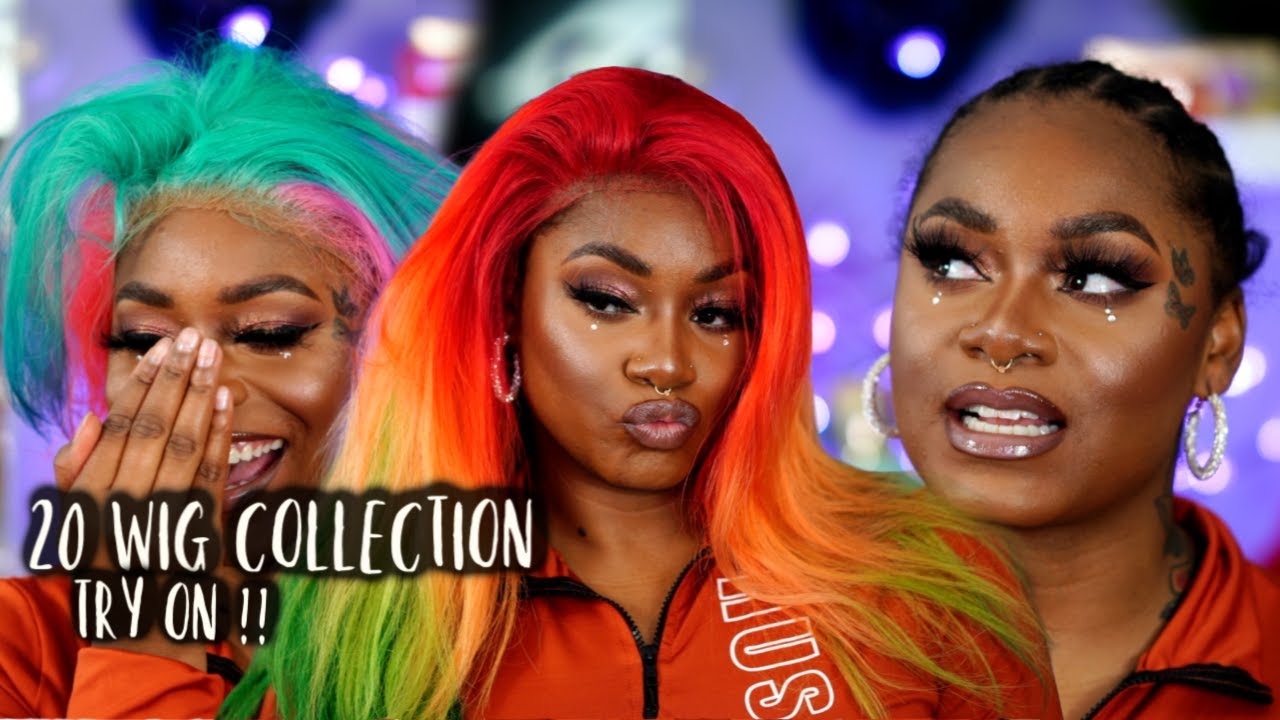 Quarantine & Laugh | I TRIED ON 20 OF MY MOST ICONIC WIGS | My wig collection