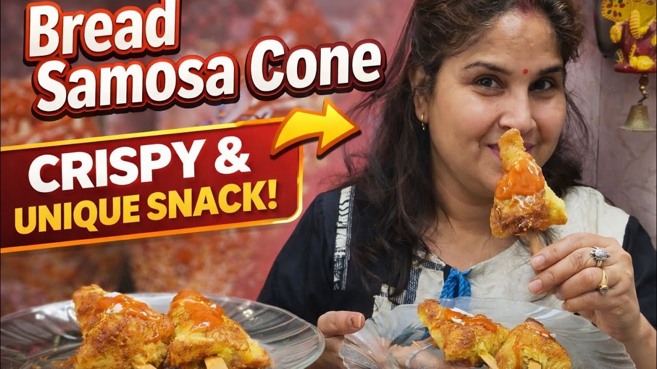 Bread Samosa Cone Recipe | Crispy & Unique Evening Snack 😋#shortsfeed#ytshorts#foodie#samosa#viral  
