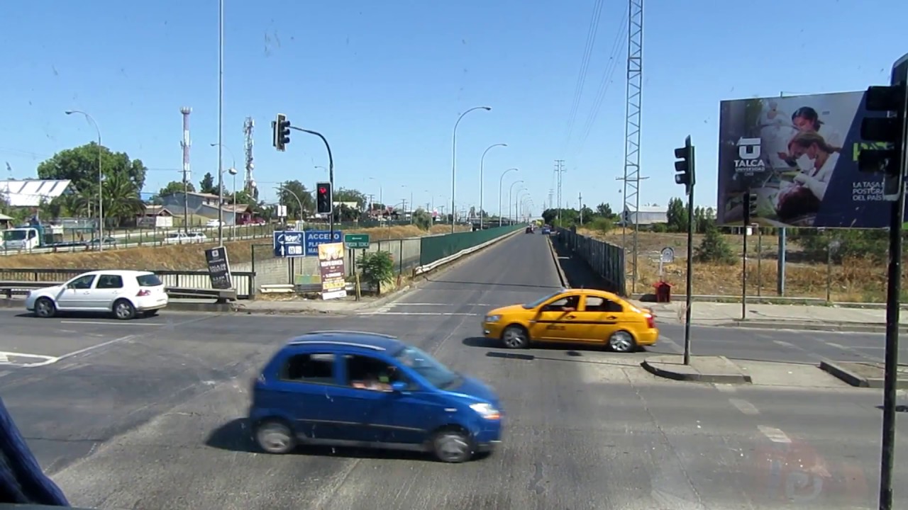 Entrando a talca - terminal lorenzo varoli: abordo de un marcopolo paradiso G6 1800DD de línea azul