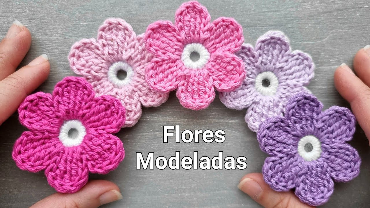 Flor de crochê MODELADA