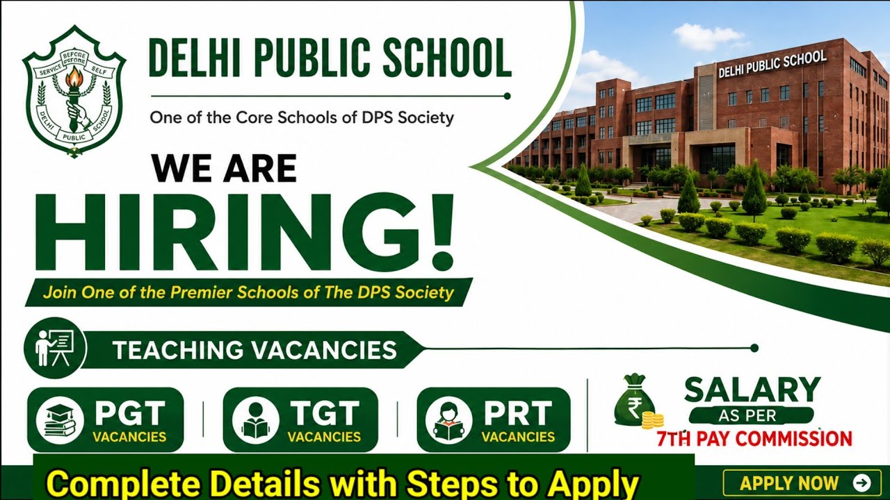 DPS Teacher Vacancy 2026 | PRT TGT PGT Jobs #dpsvacancy #pgtjobs #tgtjobs #prtjobs #teacherjobs 