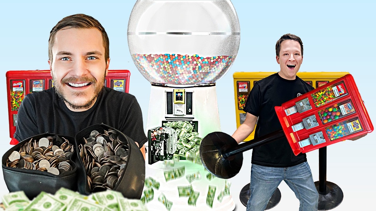 Collecting Money From Our Gumball Vending Machines!