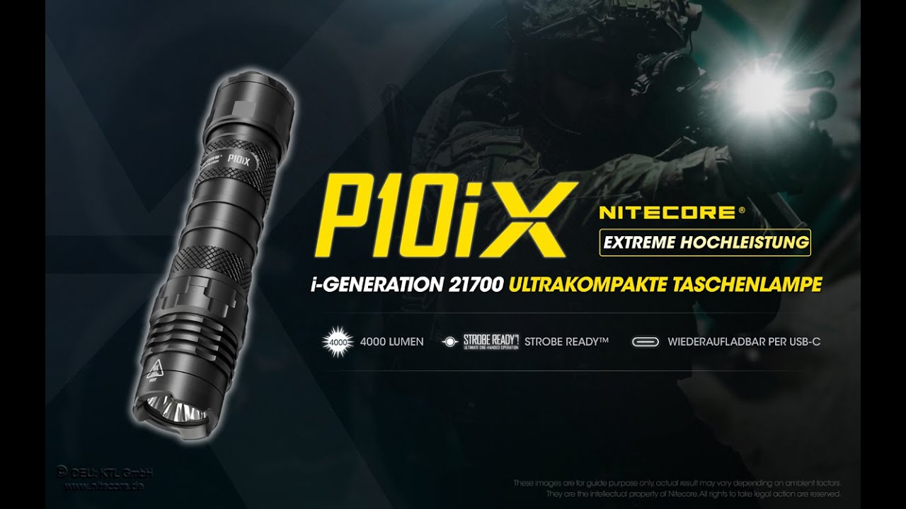 NiteCore P10iX taktische Taschenlampe mit 4000 Lumen für den Polizeieinsatz