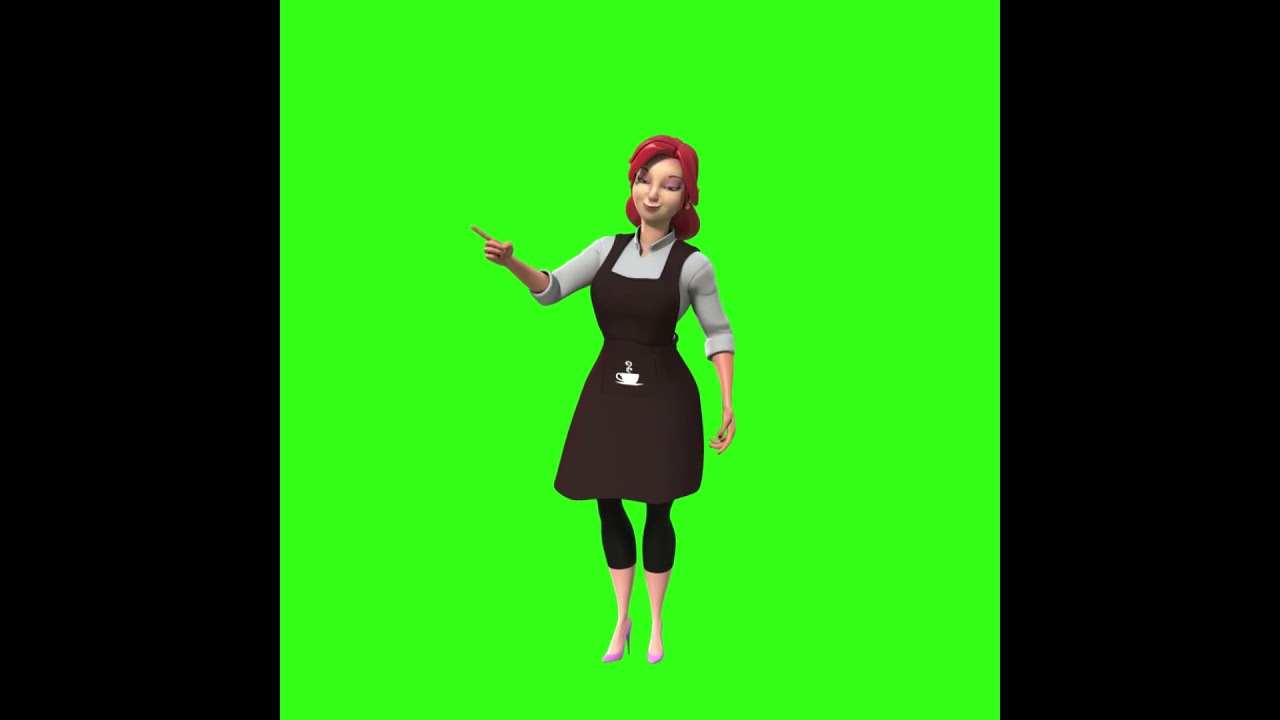 3D Cook Girl Character Animation - Green Screen - Free For Download