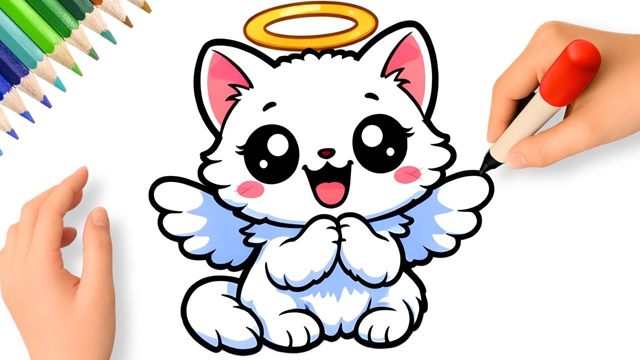 HOW TO DRAW A CUTE WINGED KITTEN 😇🐱