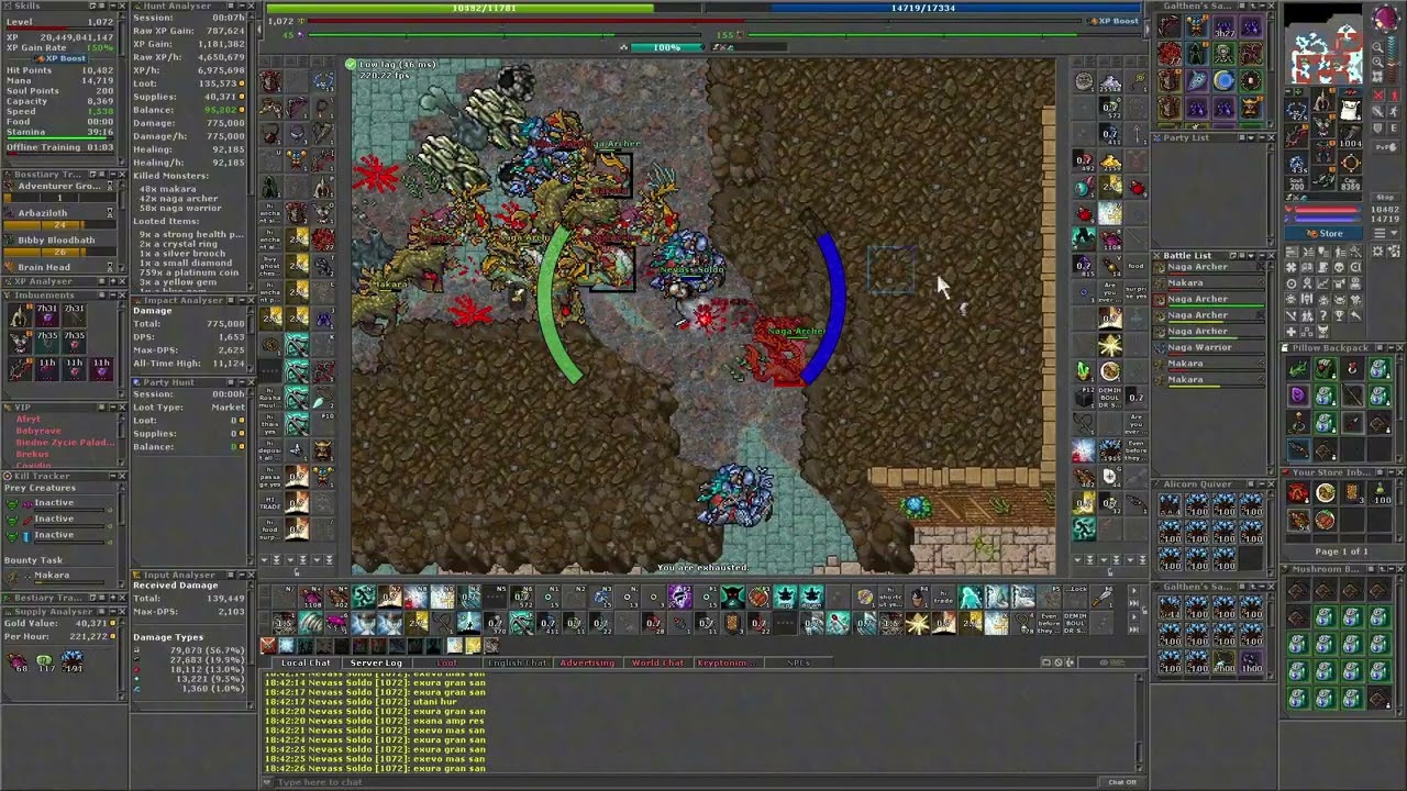 Marapur Nagas -1-2 RP 1072 hunt 6,7kk Raw 1,1kk Profit Makara Bounty Bounty Tibia Bestiary