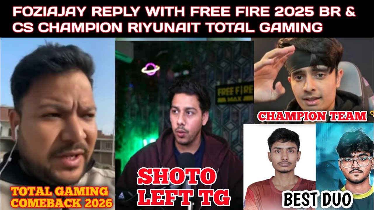 FREE FIRE 2025 CHAMPION TEAM TOTAL GAMING RIYUNAIT 👬💪 Foziajay Reaction 😱  and Aura Gaming 🏆🏆