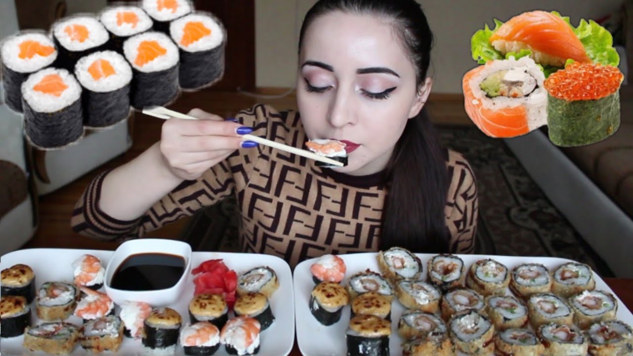 СУШИ РОЛЛЫ ЗА РАЗ /MUKBANG  не asmr