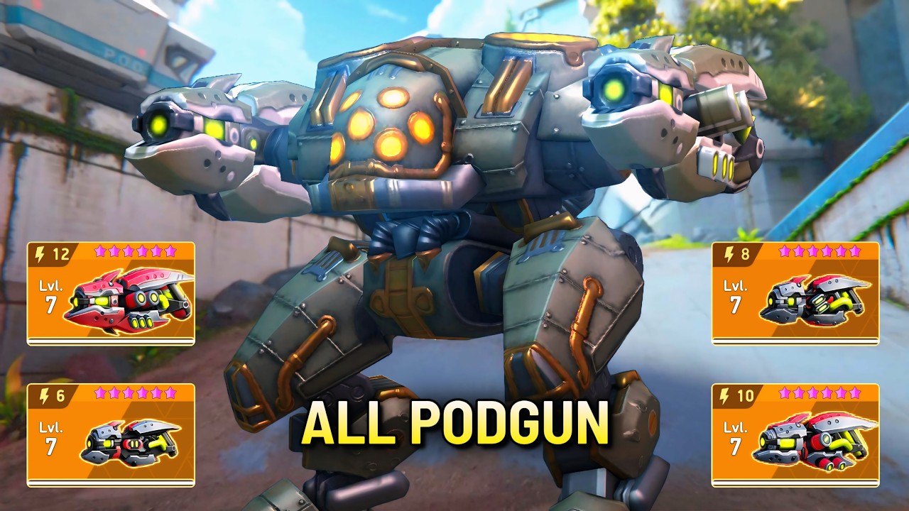 Brickhouse with Pod Gun 12 10 8 6 - Mech Arena