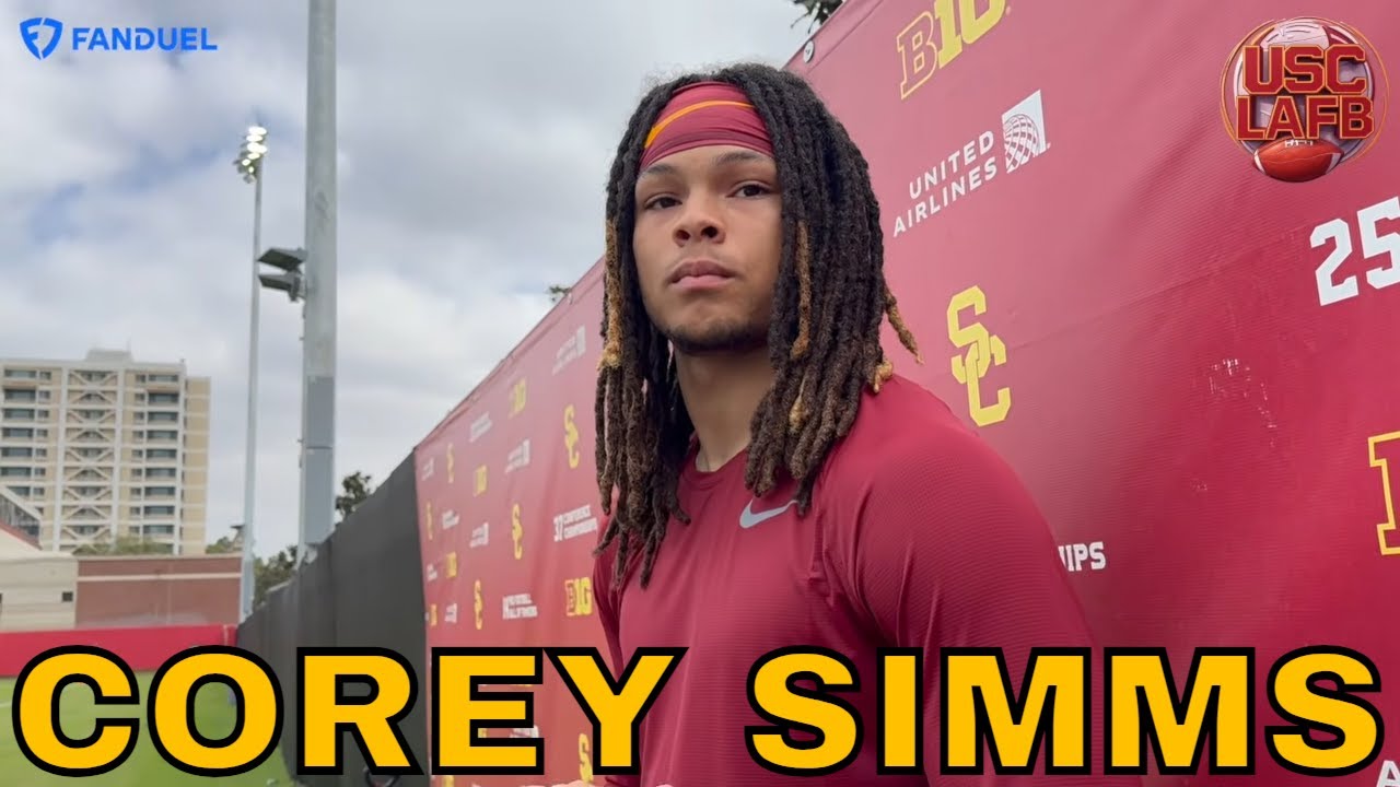 Следующий великий ресивер USC Trojans? Кори Симмс общается с представителями СМИ после весенних т...