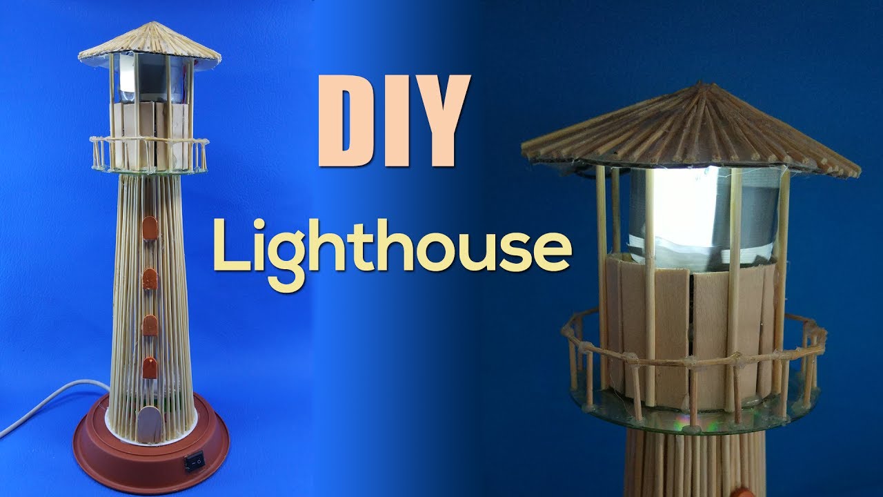USB powered Lighthouse | Desktop Wooden sticks lighthouse lamp