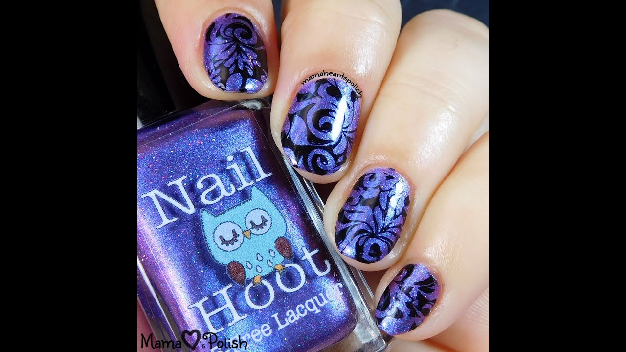 Nail Hoot Multichrome Polish with UberChic 7-03 Stamping Tutorial