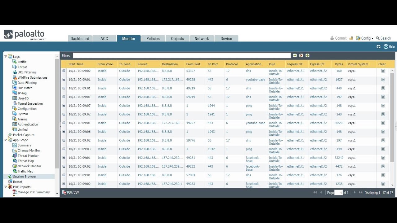 Palo alto basic configuration for beginner, How traffic pass Inside to Outside & get internet in PA.