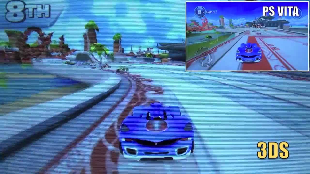 Sonic & All Stars Racing Transformed PS VITA Vs 3DS Graphics Comparison (HD)