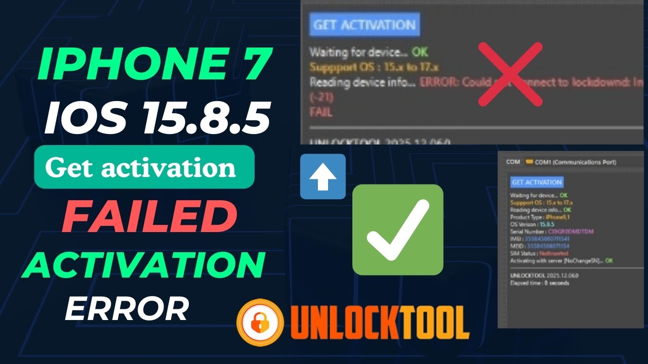 iPhone 7 Get Activation failed Error Fix | Complete Unlock Tool Method Step by Step