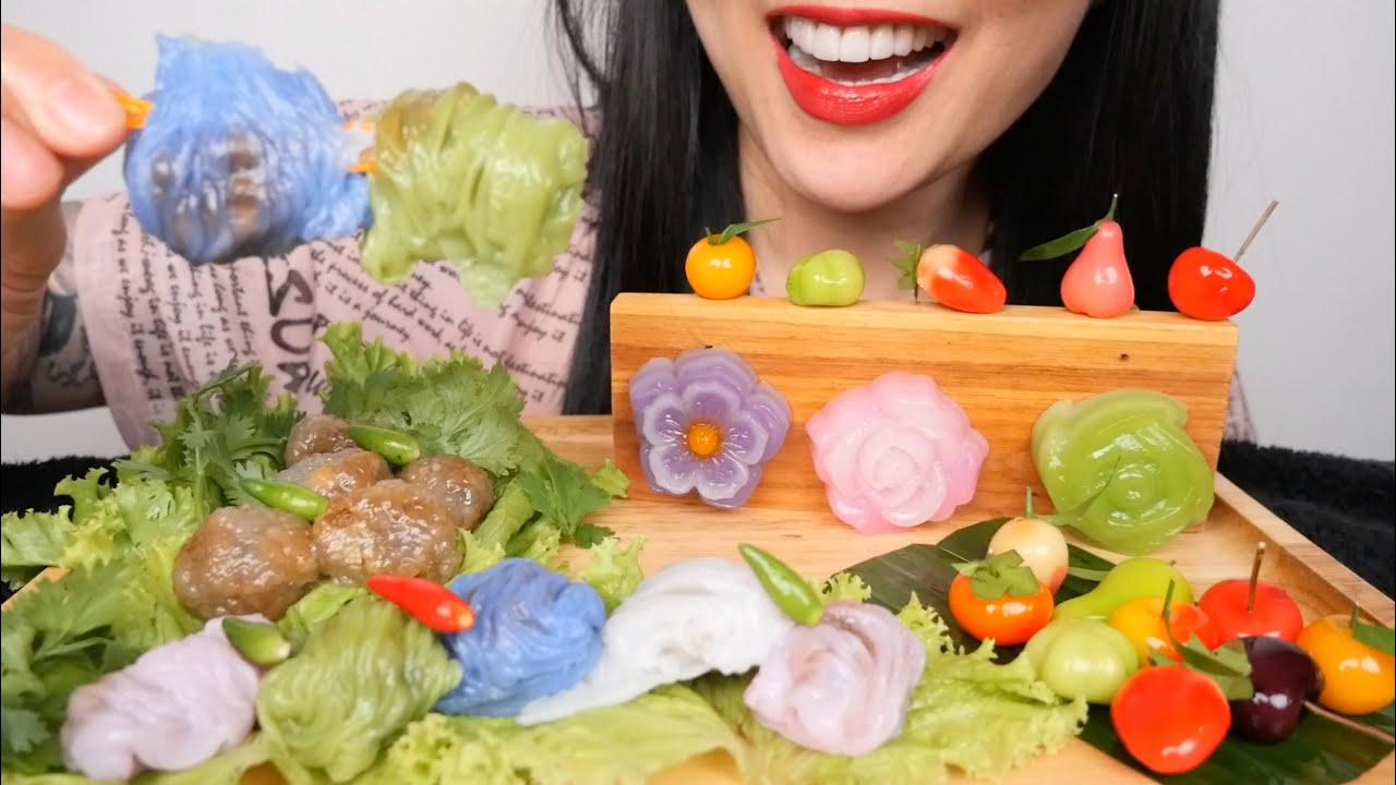 THAI SWEET & SAVOURY (LUK CHUP + TAPIOCA BALL + LAYER CAKE) ASMR EATING SOUNDS | SAS-ASMR