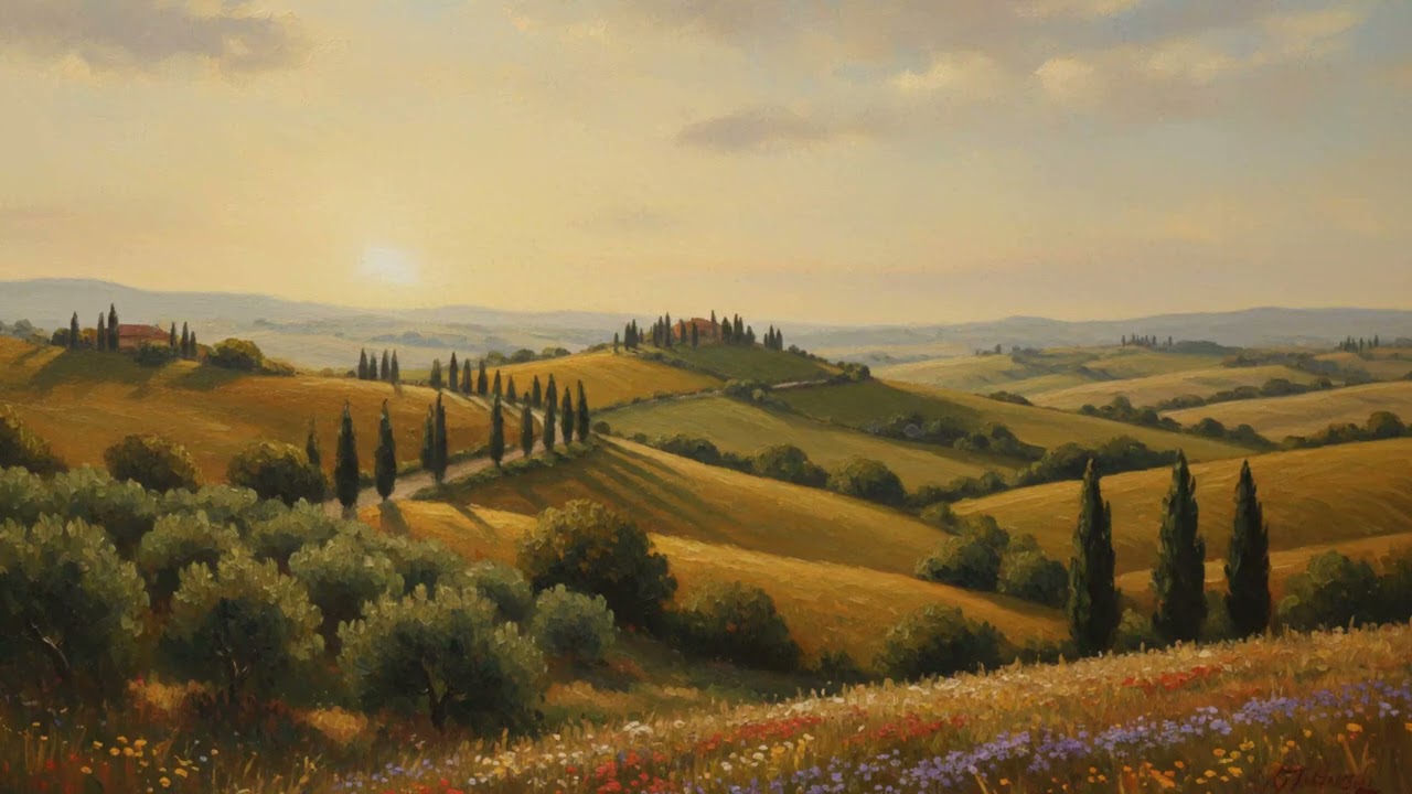 Serene Tuscan Countryside | Classical Oil Painting Ambient Screensaver | Samsung Frame TV Art 4K