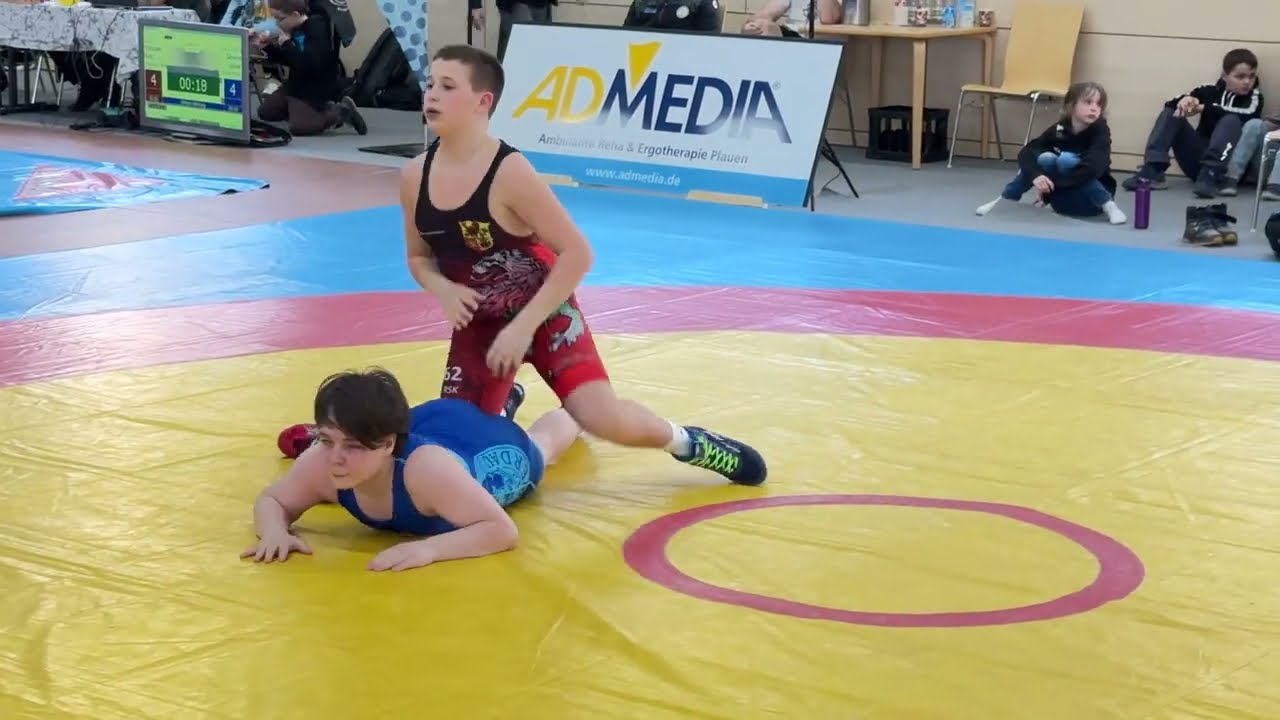 Wrestling / Ringen LM Sachsen 2025 in Plauen, Jugend B, 62 kg, Uhlig - Grau