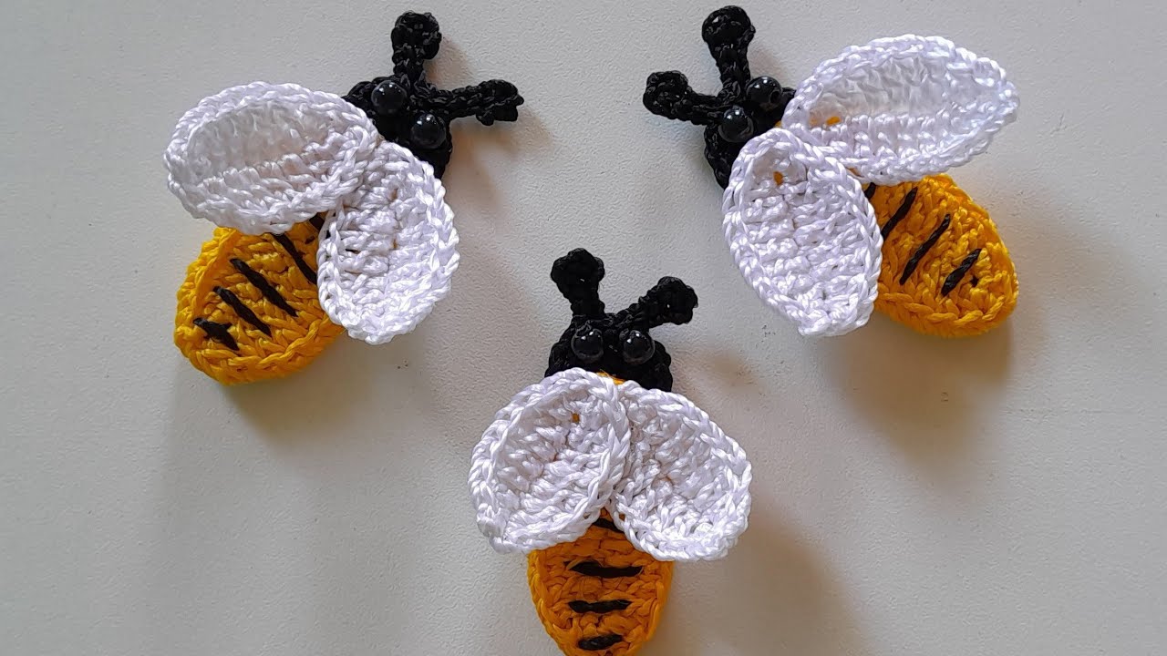 ABELHINHA EM CROCHÊ PARA APLICAÇÃO OU CHAVEIRO PASSO A PASSO