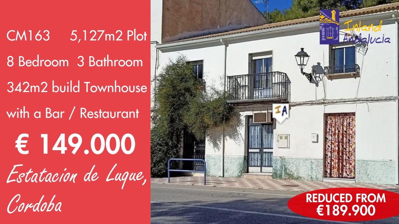 159K, 8 Bed 3 Bath House with Restaurant and Land Property for sale in Spain inland Andalucia CM163