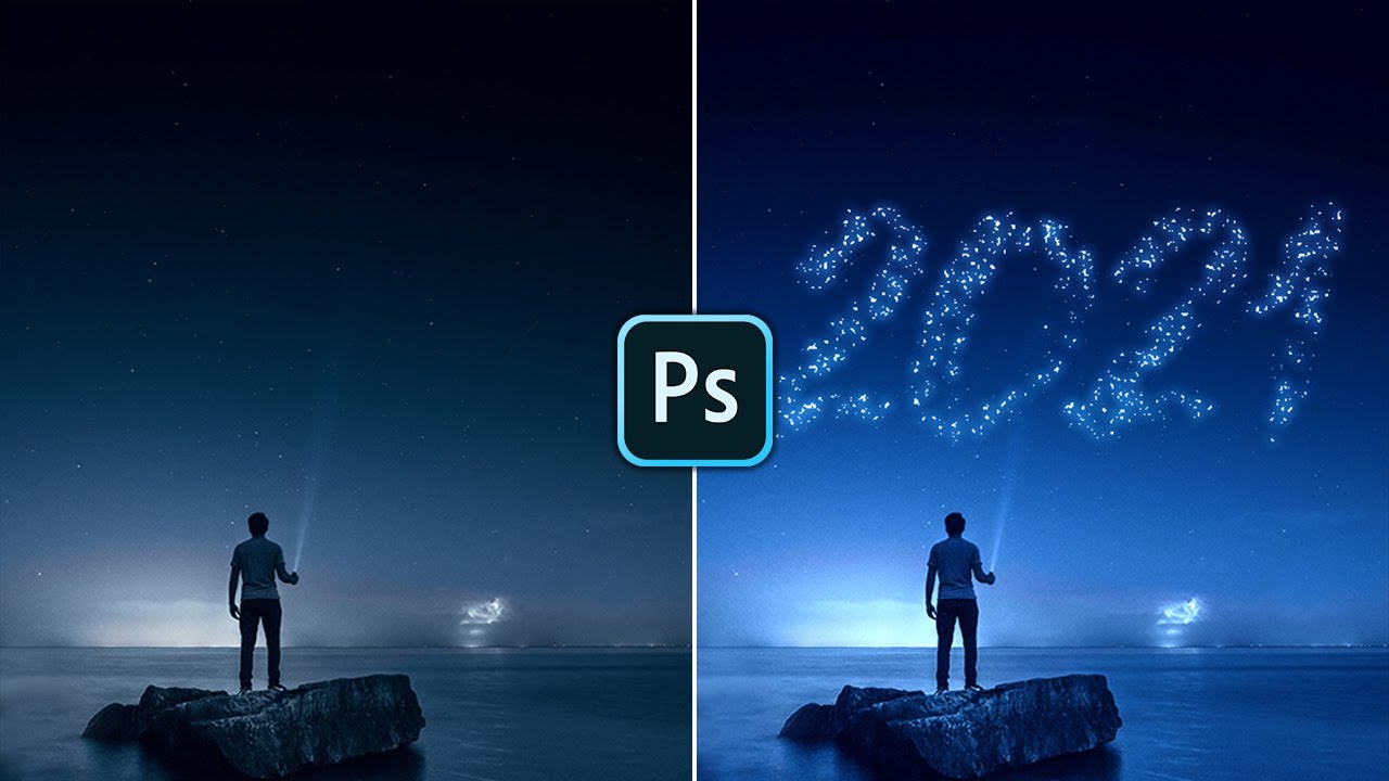 2021 Sparkling Stars Text Effect in Photoshop #Shorts
