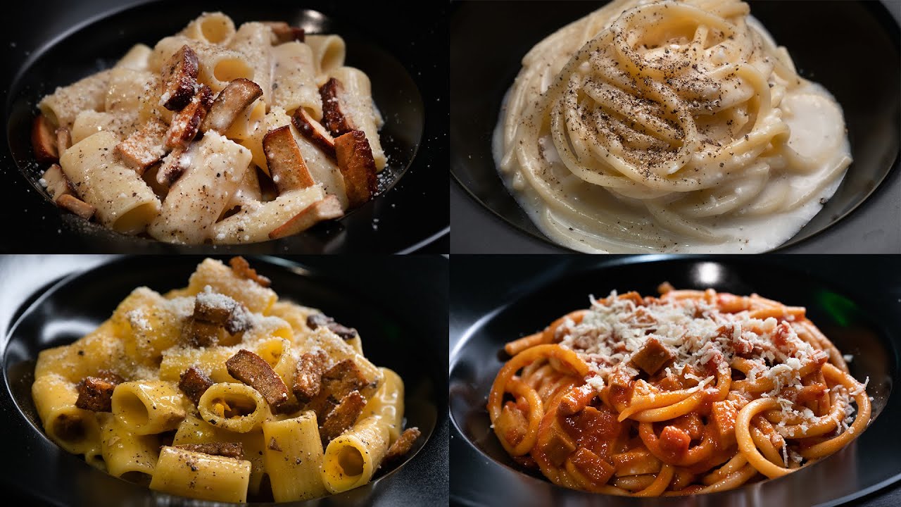 I QUATTRO PRIMI ROMANI in chiave VEGETALE | Carbonara, cacio e pepe, amatriciana, gricia