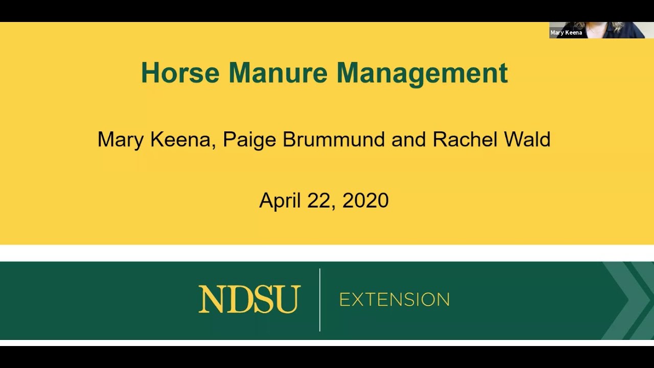 Horse Manure Management - NDSU Extension Horse Management Webinar Series