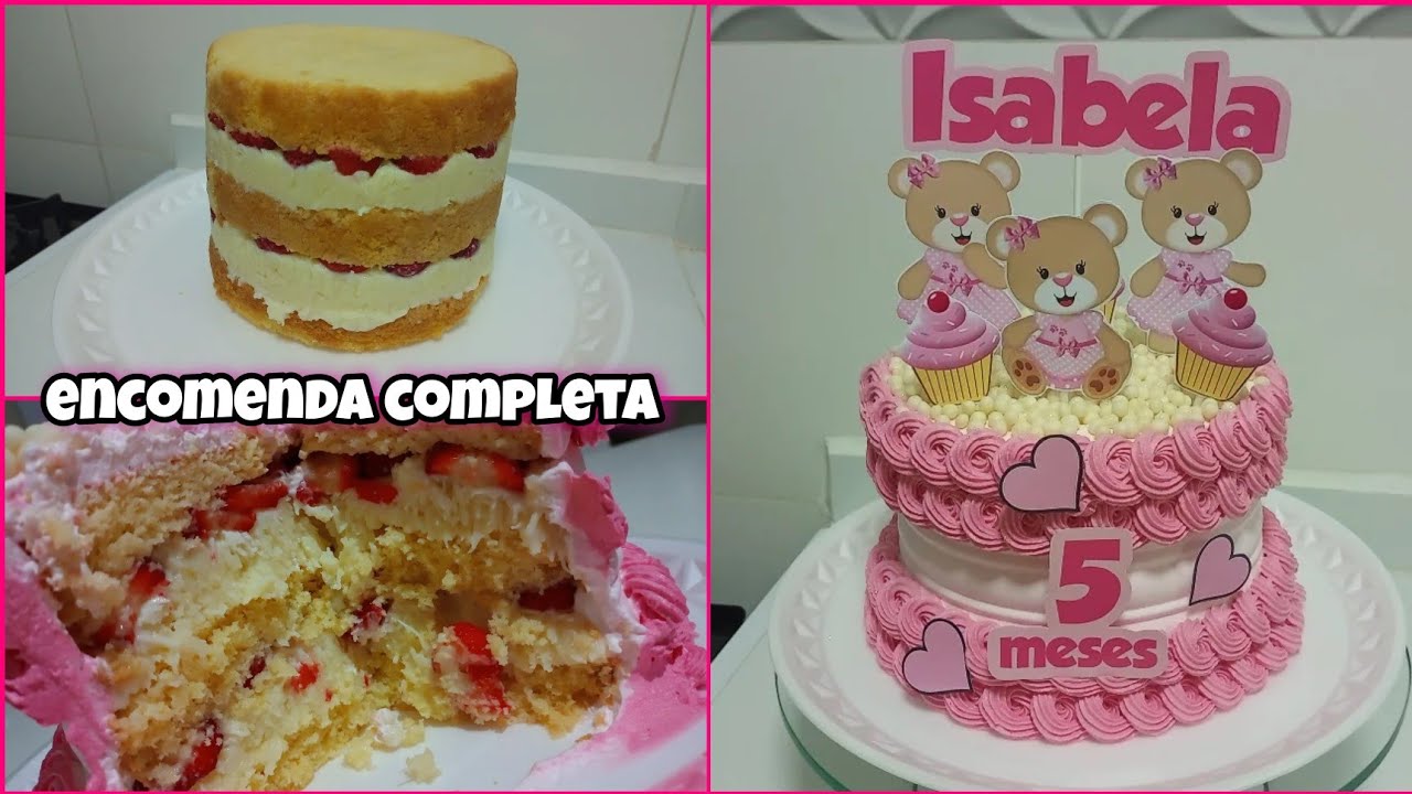 Encomenda completa para Bolo de mesversario. Massa + Recheio + Montagem + Decoração ❤️