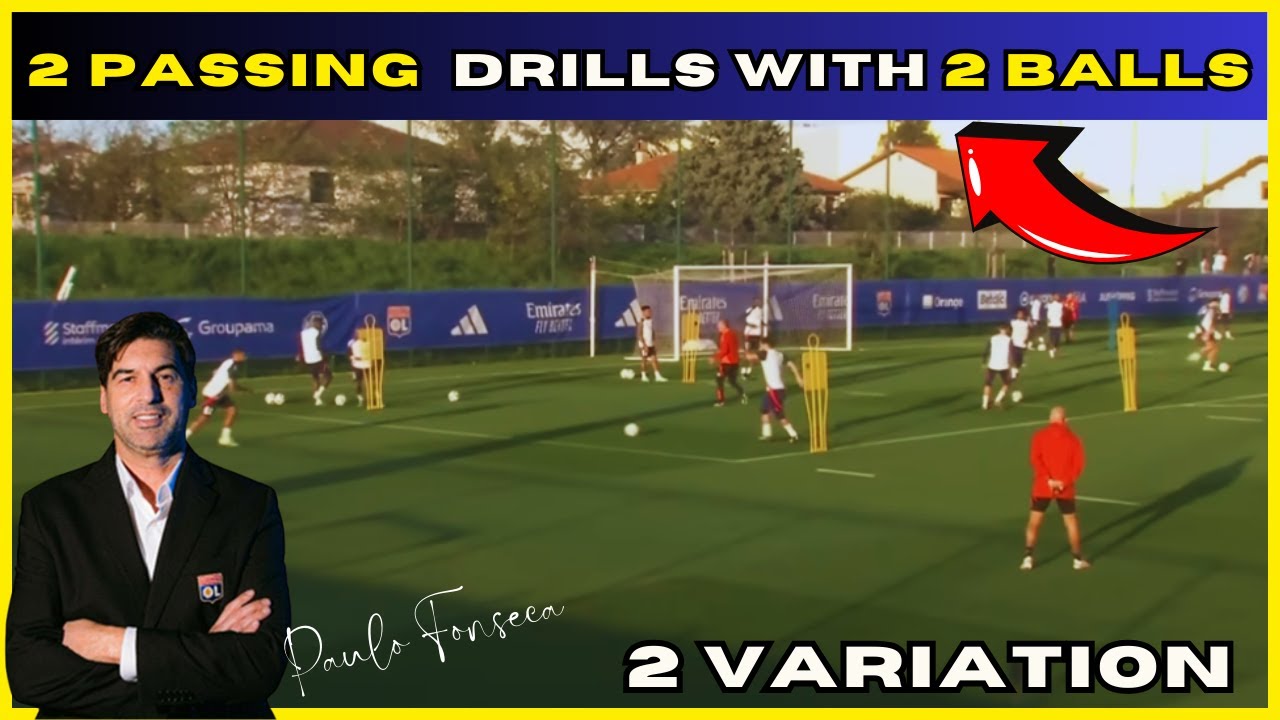 2 Passing Warm up Drills With 2 Balls / Olympique Lyonnais / 2 Variation