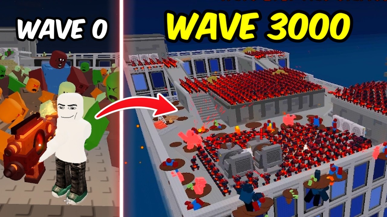 3000 Waves to Build Best Base In Survive Zombie Arena | Roblox